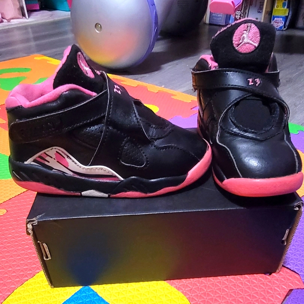 Kids Black and Pink Sneakers